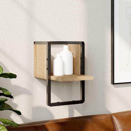 vidaXL Wandschap met stang 20x25x30 cm sonoma eikenkleurig, Huis en Inrichting, Woonaccessoires | Wandplanken en Boekenplanken
