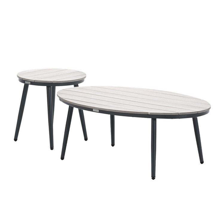 Garden Impressions Lucas bijzettafels donker grijs - teak, Tuin en Terras, Tuinsets en Loungesets, Verzenden