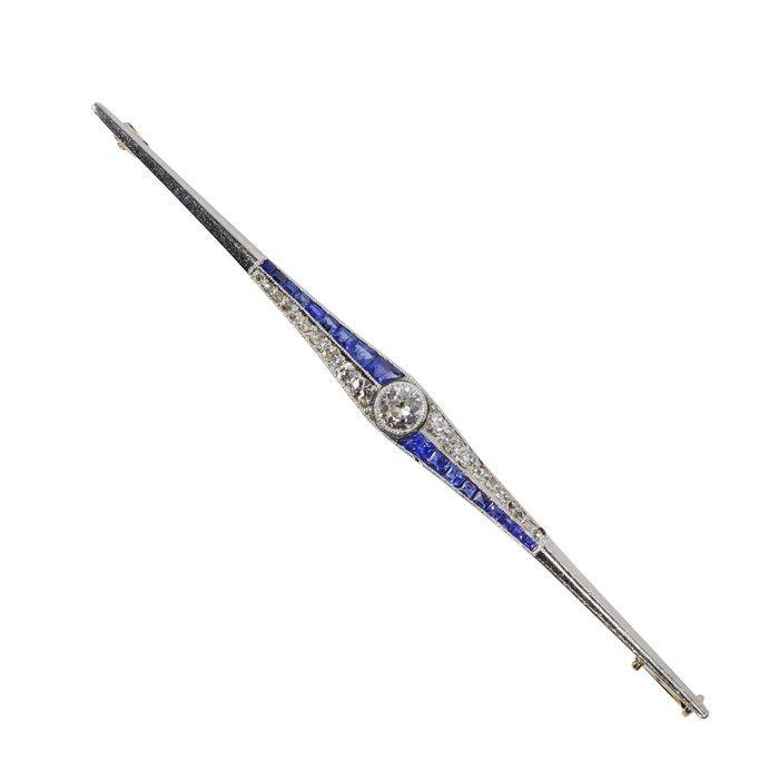 Broche - 18 karaat Geel goud - 0.31ct. tw. Diamant, Sieraden, Tassen en Uiterlijk, Antieke sieraden