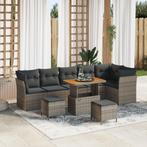 vidaXL Tuinbank 4-zits modulair met kussens grijs, Tuin en Terras, Verzenden, Nieuw, Rotan
