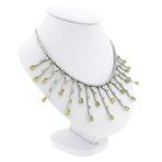 Witgouden collier met gele saffier en diamanten; Ca. 2,00..., Gebruikt, Overige kleuren, Ophalen of Verzenden, Met edelsteen