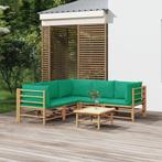 vidaXL 6-delige Loungeset met kussens bamboe groen, Verzenden, Nieuw, Hout, Loungeset