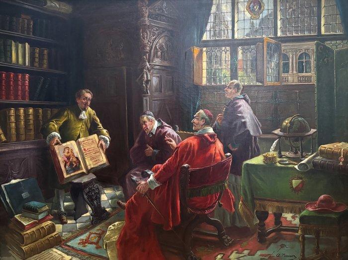 Adolf Nauer (1893-1966) - Kunstbetrachtung beim Kardinal, Antiek en Kunst, Kunst | Schilderijen | Klassiek
