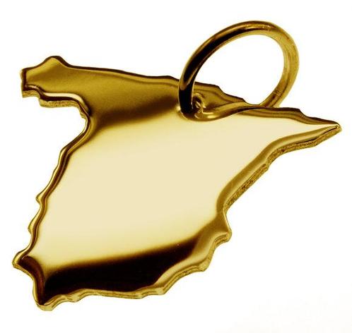 Gouden Landkaart Spanje ketting hanger, Sieraden, Tassen en Uiterlijk, Kettinghangers, Verzenden