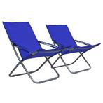 vidaXL Strandstoelen 2 st inklapbaar stof blauw, Tuin en Terras, Nieuw, Verzenden