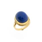 Gouden ring met Lapis Lazuli | Vintage (geelgoud), Gebruikt, Overige kleuren, Ophalen of Verzenden, 17 tot 18