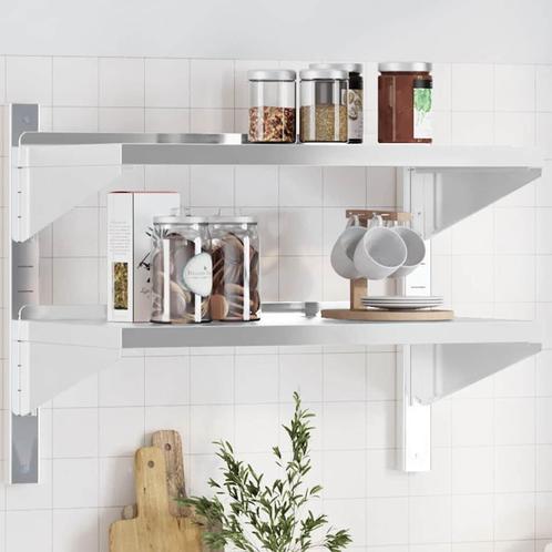vidaXL Wandschap 2-laags 75x40x60 cm roestvrijstaal, Huis en Inrichting, Woonaccessoires | Wandplanken en Boekenplanken, Nieuw