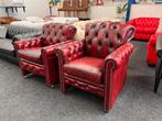 Chesterfield  Oxblood Leren Fauteuils Kantoor eetkamer stoel, Ophalen, Zo goed als nieuw, Leer, CHESTERFIELD