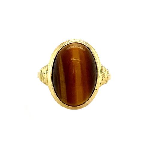 Gouden ring met tijgeroog 18 krt, Sieraden, Tassen en Uiterlijk, Ringen, Nieuw, Ophalen of Verzenden