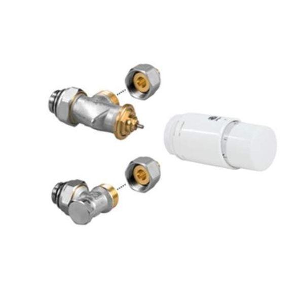 Jaga aansluitset 225 haaks 16 mm incl. thermostaatkop wit, Doe-het-zelf en Verbouw, Verwarming en Radiatoren, Verzenden