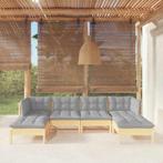 vidaXL 6-delige Loungeset met grijze kussens grenenhout, Verzenden, Nieuw, 6 zitplaatsen, Loungeset