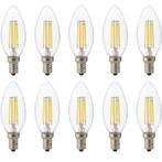 Voordeelpak LED Lamp 10 Pack - Kaarslamp - Filament - E14, Led-lamp, Soft of Flame, E14 (klein), Nieuw