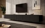 Meubella | TV-Meubel hangend zwart 300cm lamellen, Huis en Inrichting, Overige materialen, Verzenden, Nieuw, Industrieel