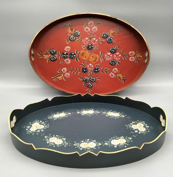 Dienblad (2) - Hout - Volkskunst dienbladen, Antiek en Kunst, Curiosa en Brocante