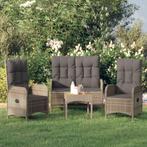 vidaXL 3-delige Tuinset met kussens poly rattan grijs, Tuin en Terras, Tuinsets en Loungesets, Verzenden, Nieuw, Rotan, Tuinset