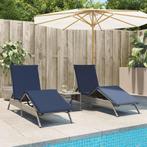 vidaXL Ligbedden 2 st met tafel poly rattan grijs (alleen, Verzenden, Nieuw