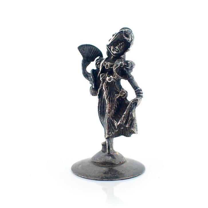 Vintage zilveren beeldje van een dansende dame, Antiek en Kunst, Antiek | Goud en Zilver, Zilver, Ophalen of Verzenden