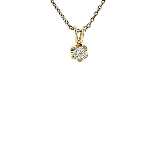 Gouden solitair hanger met diamant 14 karaat, Sieraden, Tassen en Uiterlijk, Kettinghangers, Wit, Zo goed als nieuw, Goud, Verzenden