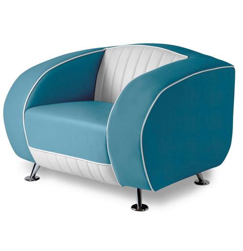 Bel Air Sofa Delucas Retro SF01CB Blauw Eenzitter, Huis en Inrichting, Banken | Bankstellen, Ophalen