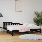 vidaXL Slaapbank uitschuifbaar massief grenenhout zwart, 90 cm, Eenpersoons, Verzenden, Zwart