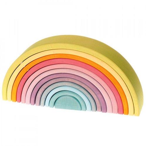 Grimms - Houten Regenboog Pastel Stapelaar Groot (12-delig), Kinderen en Baby's, Speelgoed | Overig