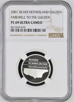 Koningin Beatrix Zilveren 1 gulden 2001 PL69 UCAM NGC, 1 gulden, Verzenden, Koningin Beatrix, Zilver