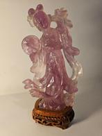 Figuur - Large Chinese Fluorite Carving – Lady with Fan –
