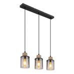 Hanglamp REID 10.0 cm 3-lichts Zwart, Smoked, Minder dan 50 cm, Nieuw, Ophalen of Verzenden, Metaal