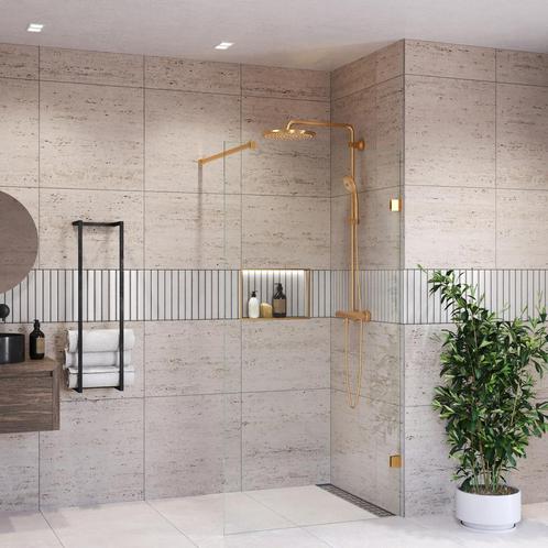 Inloopdouche BWS Portos Geborsteld Messing Goud 60x200 cm, Doe-het-zelf en Verbouw, Sanitair, Douche, Nieuw, Ophalen of Verzenden