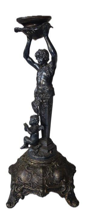 Kandelaar Imposante Kandelaar - Verzilverd, Metaal legering, Antiek en Kunst, Antiek | Overige Antiek