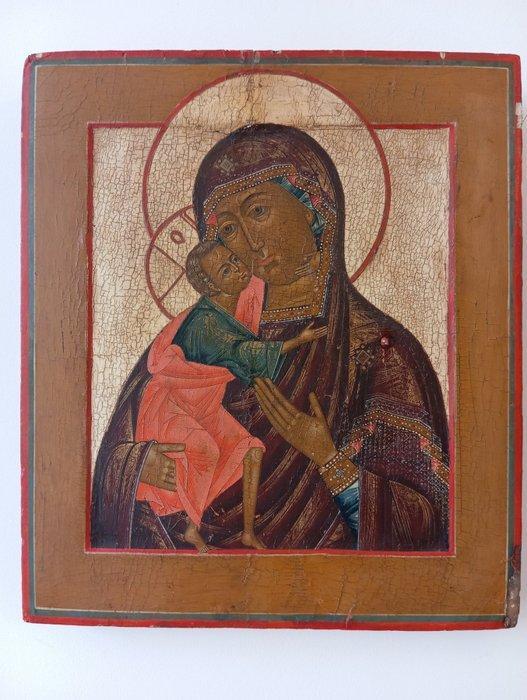 Icoon - Moeder Gods van Fjodor - Hout, Antiek en Kunst, Kunst | Niet-Westerse kunst