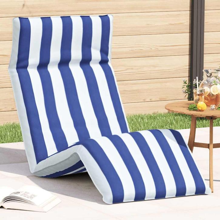 vidaXL Opvouwbare ligstoel Blauw en Wit 175x54x8,5 cm Oxford, Tuin en Terras, Ligbedden, Nieuw, Verzenden