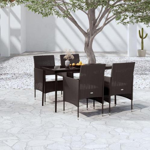 vidaXL 5-delige Tuinset met kussens zwart, Tuin en Terras, Tuinsets en Loungesets, Tuinset, Nieuw, 4 zitplaatsen, Rotan, Verzenden