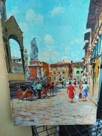 Graziano Marsili (1939) - Piazza Santa Croce Firenze, Antiek en Kunst, Kunst | Schilderijen | Klassiek