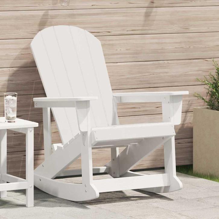 vidaXL Adirondack Schommelstoel Wit 73.5 x 92 x 90cm HDPE, Tuin en Terras, Tuinstoelen, Nieuw, Verzenden