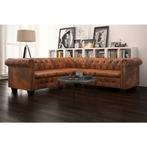 vidaXL Chesterfield hoekbank 5-zits kunstleer bruin, Huis en Inrichting, Verzenden, Hoekbank, Nieuw, Leer