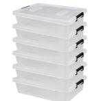 Set 6 Transparante Opbergboxen 9L – Stapelbaar Met Deksel –, Doe-het-zelf en Verbouw, Kratten en Dozen, Ophalen of Verzenden, Nieuw