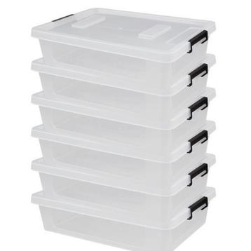 Set 6 Transparante Opbergboxen 9L – Stapelbaar Met Deksel – beschikbaar voor biedingen