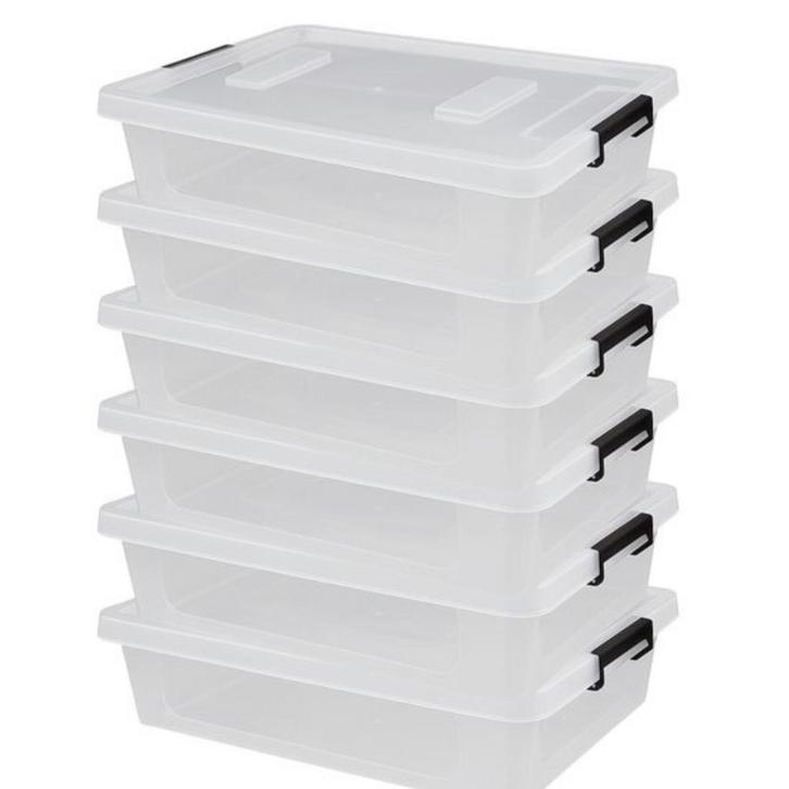 Set 6 Transparante Opbergboxen 9L – Stapelbaar Met Deksel –, Doe-het-zelf en Verbouw, Kratten en Dozen, Ophalen of Verzenden