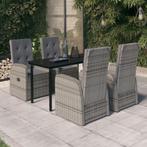 vidaXL 5-delige Tuinset met kussens grijs, 4 zitplaatsen, Nieuw, Tuinset, Verzenden