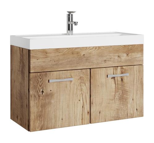 Badkamermeubel Set Paso 01 80 cm Kastanje Eiken Badmeubel, Huis en Inrichting, Badkamer | Badkamermeubels, Nieuw, Wastafelkast