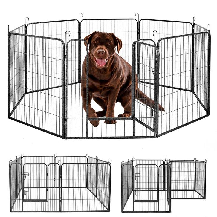 IvoQ Puppyren 8 Panelen 60 cm Hoog, Dieren en Toebehoren, Hondenbenches, Nieuw, Verzenden