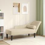 vidaXL Chaise longue met kussens stof crèmekleurig, Verzenden, Nieuw