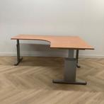 Tweedehands hoekbureau 180x160 cm, Donker beuken -  grijs, Ophalen of Verzenden, Gebruikt, Bureau