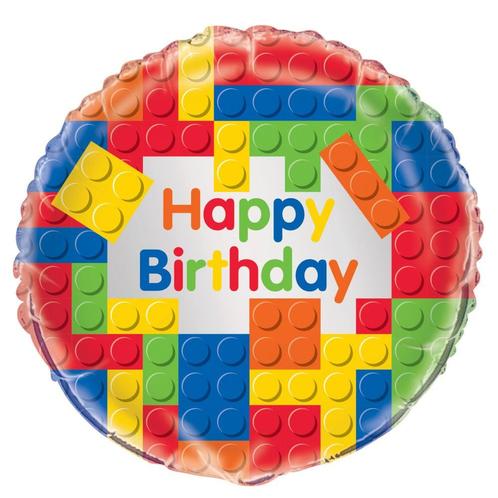 Helium Ballon Lego Happy Birthday 45cm leeg, Hobby en Vrije tijd, Feestartikelen, Nieuw, Verzenden