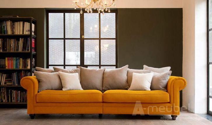 Bankstel Kaatsheuvel - rechte banken - Cognac, Huis en Inrichting, Banken | Bankstellen, Nieuw, Stof