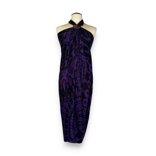 Sarong / pareo - Strandkleding wikkelrok - Zwart / paarse Ma, Kleding | Dames, Badmode en Zwemkleding, Nieuw, Ophalen of Verzenden