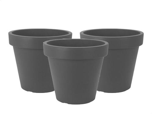 Set van 3 stuks Kunststof Bloempot Antraciet Ø39cm, Tuin en Terras, Bloempotten, Ophalen of Verzenden