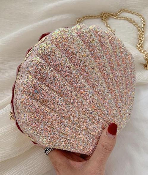 Roze Glitter Schelp Tasje Zeemeermin Tas Mermaid Glitter Roz, Sieraden, Tassen en Uiterlijk, Tassen | Damestassen, Schoudertasje