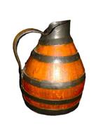 Fraaie Antiek houten Cider kan met koperbeslag (XL) - Kruik